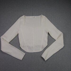Alter”d State Top Size Small Off White‎ Crop Square Neck Long Sleeve